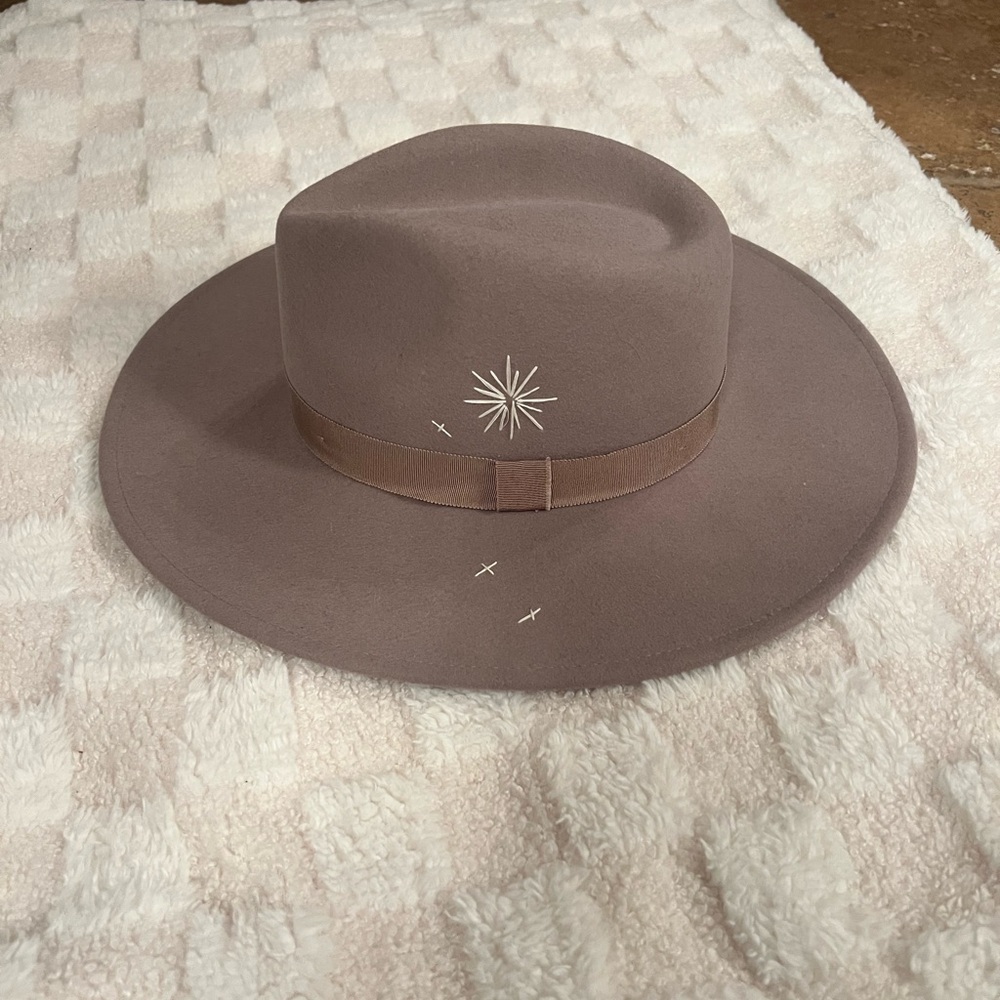 NWT! Wyeth by Todd Magill 100% Wool Neutral Embroidered Rancher Fedora Hat - Picture 1 of 7